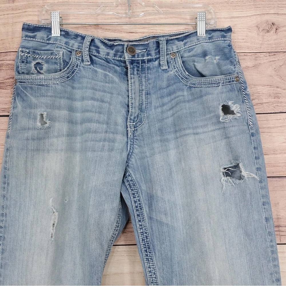 BKE Men’s Light Blue Relaxed Distressed Jeans